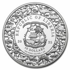 2025 Liberia 1 Oz Silver Jurassic Life Dinosaur  Triceratops