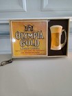 Vintage Rare Olympia Gold Light Beer Bar Lighter Sign 21x14 1970 s
