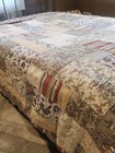 Large Vtg  Hand Quilted King Quilt 94 x110 Florals   Cottagecore  farmhouse 