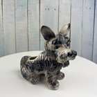 Japan    Vintage Scottie Terrier Vase Handpainted Relief 1950   s Mcm Black Gray
