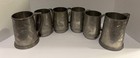 Vtg Metal Dragon Etched Pewter Over Glass Chinese Dragon Tankards Mugs-set Of 6