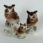 Vintage Miniature Owl Bird Family Figurines Bone China Japan Lot Of 3