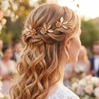 Unicra Wedding Hair Pins Flower Hairpins Hair Set Leaf Jewelry Decorative Bridal