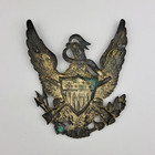 4 5  1880s Shako Brass Infantry Helmet Badge Insignia - Great Patina 
