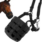 Durable Ventilated Grazing Muzzle With Attached Breakaway Halter Cob Size Black