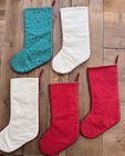 Vintage Christmas Stocking Large Handmade Quilted Christmas Fabric 19    Set Of 5