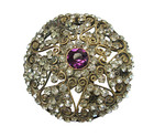 Large Antique Hatpin Amethyst Glass Rhinestones