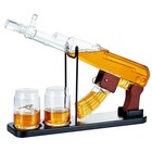 Handcrafted Whiskey Decanter Set With 2 Shot Glasses   Wooden Stand - Luxury Gif