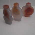 Chinese Lot Of 3 Snuff Bottles W  Stoppers  Frosted Gray  Red   Brown orange