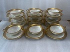 12 Sets Lenox Westchester Embossed Gold Encrusted Cream Soup Bouillon Cup Saucer