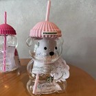 Starbucks Bearista Pink Bear Glass Tumbler Cold Cup With Straw 20oz 591ml