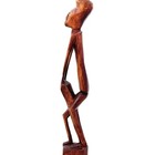 Wooden African Tribal Art Statue Hand Carved Figure Playing Drum 13    Tall