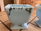Antique Westmoreland Light Blue Milk Glass Sugar Bowl    Covered Creamer