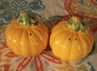 Vintage Pumpkin Salt And Pepper Shakers  Set Of 2     