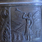 Vintage Kyrre Norsk Tinn Norwegian Pewter Vase  24  7  Stave Church   Lur Blower