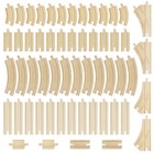 56-piece Bulk Value Wooden Train Track Pack - Compatible With All Major Toy T   
