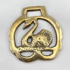 Brass Horse Medallion Vintage English Swan Bird Swim Grace Ornate Parade Harness