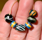 Antique Venetian Mixed Lampwork Italian Beads W Feathers   Stripes  Africa Trade