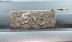 Antique Brass Wild Boar Dog Hunt Vesta Case matchstick Safe Match Holder
