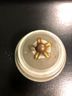 Vintage Metal Musical Vanity Powder Puff Holder  Windup Music Box