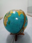 Vtg 1950 s Weber Costello 12  Globe With Wood Base Usa Made Turquoise Colorful