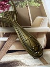 Vintage Ornate Brass Handled Hair Brush Roses Romantic Rustic Vanity