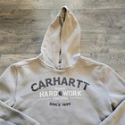 Carhartt Hoodie Sweatshirt Youth Xl  18-20  Tan Durable Hard Work Logo