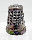 Vintage Embossed Dot Pattern Abalone Rim Taxco Sterling Silver 925 Thimble