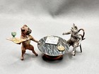 Vienna Bronze Pug Waiter Serving Cat Sitting At Table  Reading  Bergman