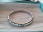 Vintage Tiffany   Co 2003 Nature Rose Silver Bangle Bracelet