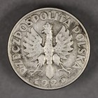 1925 Poland Silver 2 Zlote No Dot Philadelphia Mint
