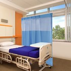Blue Privacy Curtain Hospital Clinic Curtains Polyester With 8 hooks  7ft X 8ft