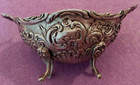 Repousse Open Salt Goldwash Dish 800 Silver  sterling 925  Handles Simon Rosenau