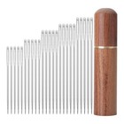 25pcs Large Eye Sewing Needles Set - Embroidery   Leather With Wood Case
