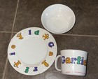 1981 Garfield The Cat Plate Mug And Bowl Melamine Plastic Kids Dining Set