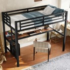 Metal Twin Size Loft Bed With Power Outlet And Led Lighted  Space-saving Bed
