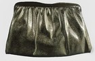 50s Vintage Clutch Bag W drop Chain Metallic Silver Faux Leather Rockabilly Euc