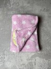 Snugly Pink Baby Blanket Sleeping Bear Yellow Moon White Stars Soft Fleece Lovey