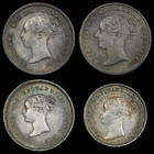 Great Britain 1844 Maundy Set Victoria Silver 1d 2d 3d 4d Colorful Toning