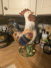 Vintage Large 21  Tall Italian Rooster Sculpture  Handpainted Porcelain 