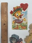 Vintage Valentines Lot Of 5 1940s 50s Anthropomorphic Giraffe Cat Dog Duck Bear