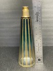 Large Antique Vintage Deco Crystal Blue green   Gold Glass Perfume Bottle France