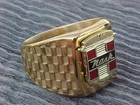 Elegant 1950s Nash Crest Gold Chrome Ring Size  11 Nos Unique Logo Hi-quality