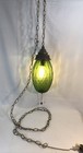 Vtg Mid Century Modern Hanging Swag Light Lamp Green Optic Glass Globe Mcm A