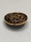 Vintage Black Glass W gold Accent Pegasus Button - 1-1 8   t1 