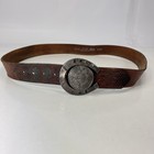 Aztec Sundial   Horseshoe 925 Silver Buckle   Levi s Cowhide Belt - Size 38 95