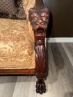Rare Victorian Style Mahogany Loveseat  Carved Lion s Head Arms And Claw Feet