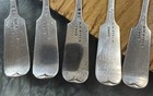 Antique American Coin Silver Fiddle Pattern Teaspoons By D m  Fitch C  1840-1860
