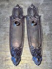 Pair Antique Escutcheon Door Knob Plates Victorian Limpet Design  Brass Finish