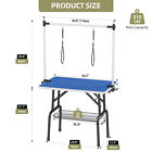 42  Foldable Pet Dog Grooming Table Adjustable Arm Bathing Non Slip Table Blue